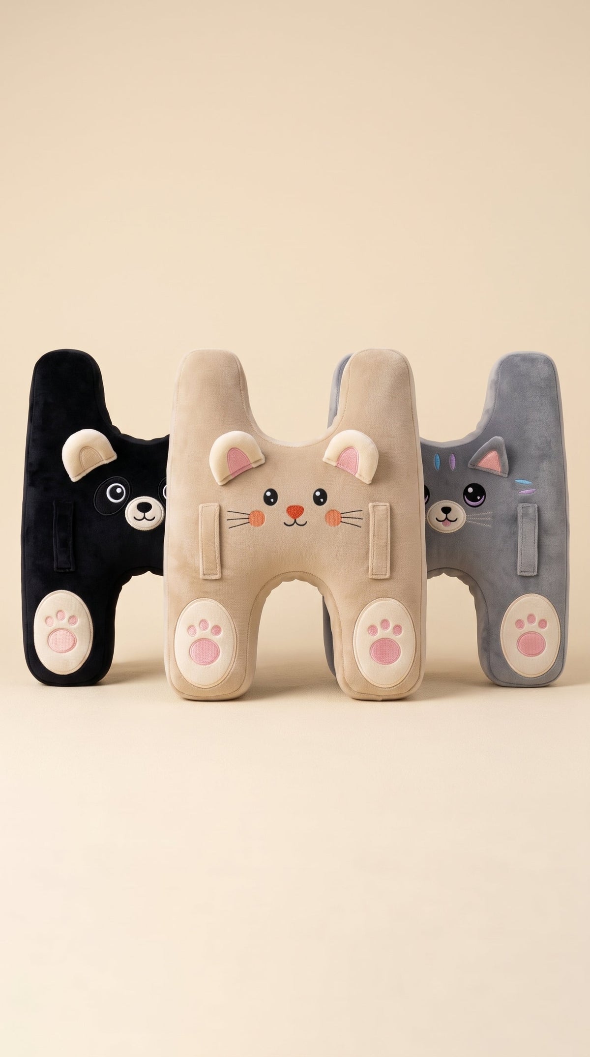 Minik Yolcu üç model: panda, tavşan ve kedi çocuk araç boyun yastıkları